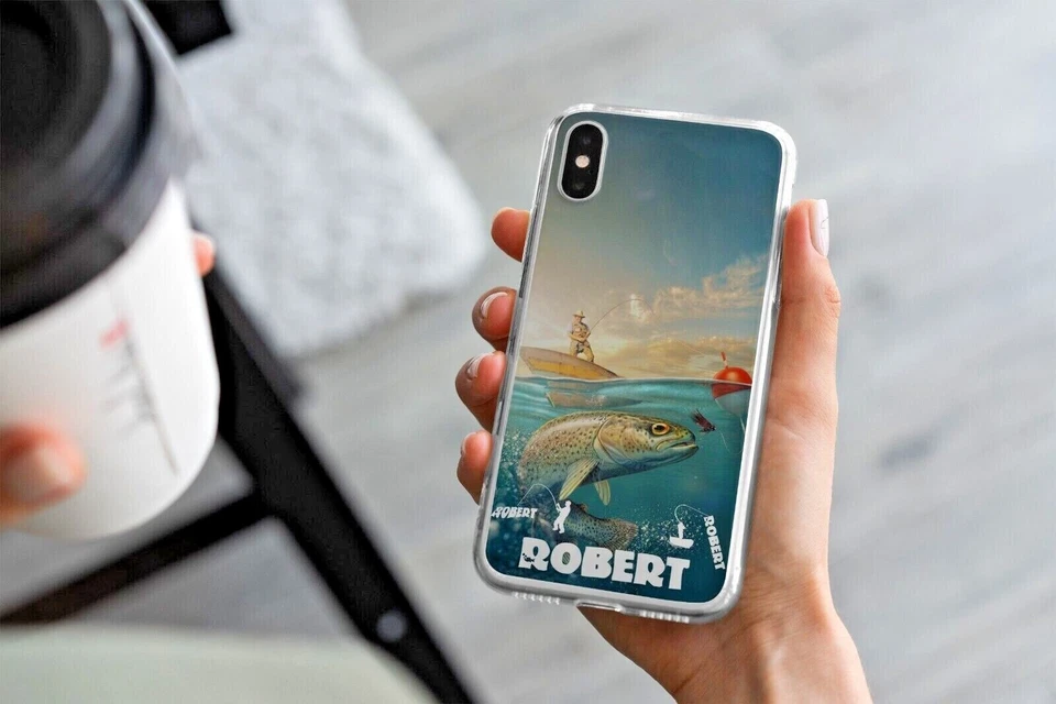YOUR NAME PERSONALISED FISHING ANGLING CASE COVER IPHONE SAMSUNG GALAXY HUAWEI - Image 2 of 4