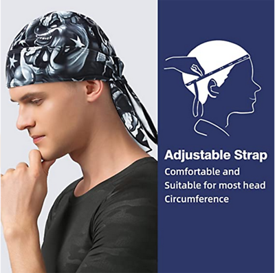 Men Cooling Durag Du-rag Wave Cap Hat Doo Rag Biker Bandana Head Wrap Skull  Cap