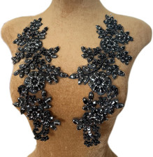 1 Pair 13X34Cm Wedding Dress Decorations Applique Lace Patches Sewing with Loose