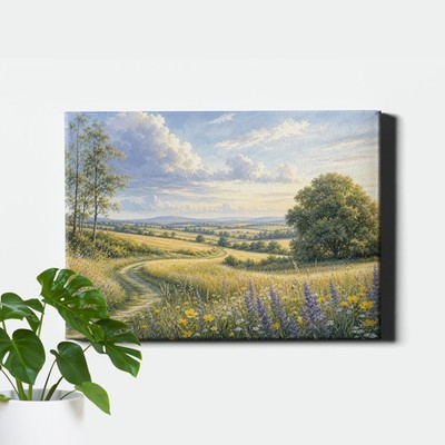 Countryside Wildflower Meadow Canvas Art Floral Field Landscape Scene