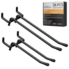 INCLY 4/6 Inch Black Pegboard Hooks, 36 Pack Heavy Duty Double Arm Peg Board ...