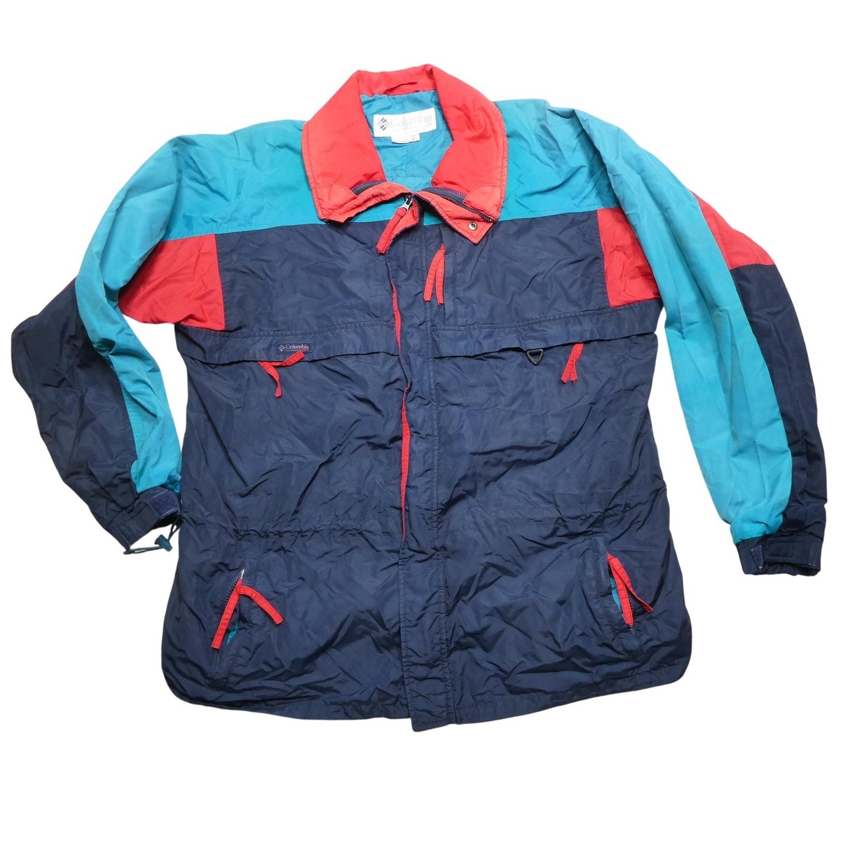Vintage Columbia Jacket Mens XLT Blue Red Teal Radial Sleeve Ski