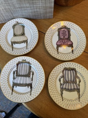 Fitz & Floyd CHAISE Chair Porcelain 8 ¼  Salad Dessert Plates