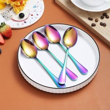 4pcs Teaspoon Rainbow Coffee Spoons Dessert Stainless Steel Tea Spoon Set
