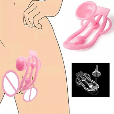 Newly Upgraded Fufu Clip Male To Female Chastity Device Cage with Funnel Sissy