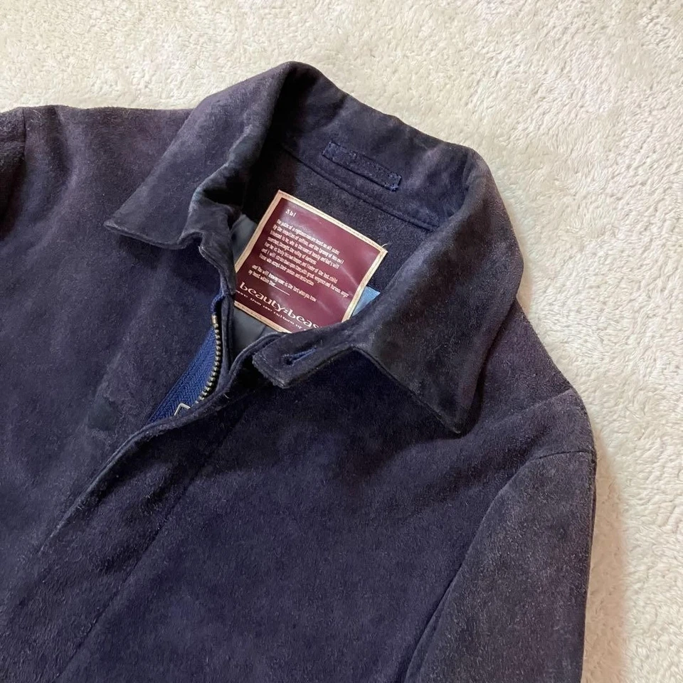 Beauty:Beast Japan 1990s Archive Blue Suede Leather Coat Size S/M Made In Japan - Image 3 of 4