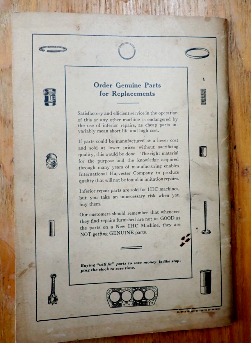 McCormick-Deering Farmall Tractor Manual International Harvester 2992A
