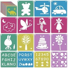 48PCS Stencils for Kids, 8" Sidewalk Chalk Stencils for Painting Kids Style