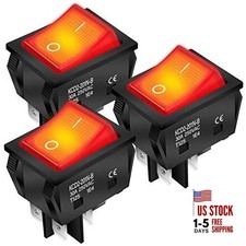 30A 250V KCD2 KCD4 Rocker Switch DPST 4 Pin Red Lighted 120V Rocker 125V