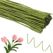 happylain 60 Pack Floral Stems Wire for Paper Flower 2 15 inches, Dark Green