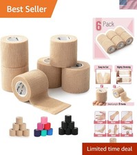 6 Pack Self-Sticking Bandage Wrap 2" x 5 Yards Perfect for First Aid Sports