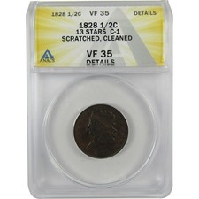 1828 13 Stars C-1 Classic Head 12c Vf 35 Details Anacs Skui28585 1828 13 Stars C-1 Classic Head 12c Vf 35 Details Anacs Skui28585