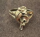 Vintage 925 Sterling Silver Floral Leaf Design Ring Size 7