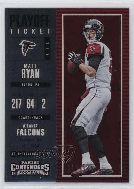2017 Panini Contenders Season Ticket Playoff Ticket 17/249 Matt Ryan #2 we5