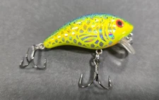 Mann's Vintage Baby 1-Minus Lure Single Stamp: Chartreuse Blue Hologram Splatter