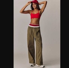 New XS Daily Practice x Anthropologie Pull-on ankle pants in dark green