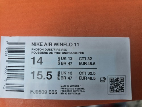 SIZE 14 MEN'S NIKE WINFLO 11 RUNNING SHOES Photon Dust/Smoke Grey FJ9509-005 - Picture 12 of 12
