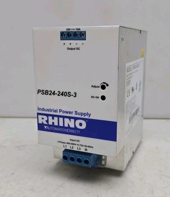 Rhino Automation Direct PSB24-240S-3 Industrial Power Supply Output 24Vdc 10A
