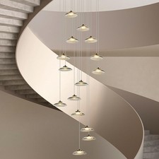 Modern 15-Light LED Chandelier 158cm High Ceiling Dimmable Remote 80W Staircase