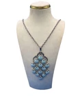 Rare Vintage Trifari Silver‑Tone Necklace w/ Blue Bead Pendant | Signed Jewelry