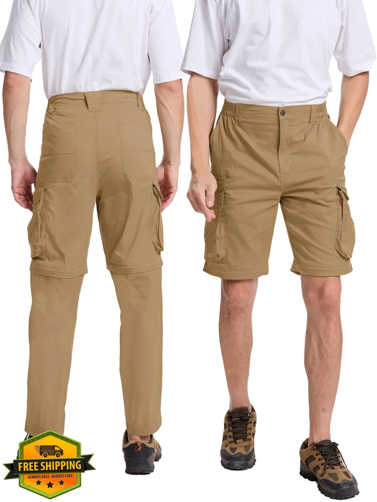 NATUVENIX Men's Hiking Pants Quick Dry Convertible Zip-Off