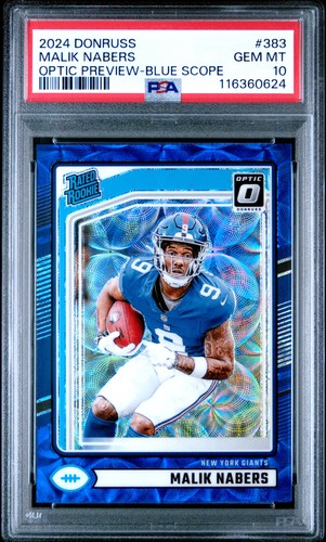 Carte Sportive Malik Nabers 2024 Donruss Optic - Bleu /199, Giants, Rookie