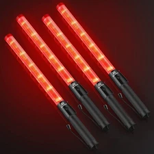 4 Pack Traffic Wand, 21 Inch Traffic Control Wands with 2 Flashing Modes, Saf...
