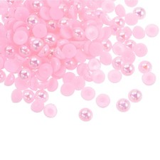 1200pcs ABS Half Pearl Beads 5mm Flat Back Imitation Pearl Colorful Light Pink