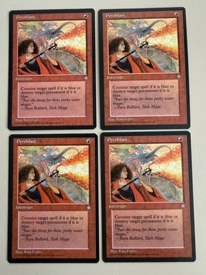 4x Pyroblast  - MTG  - ICE AGE - ENGLISCH -  1995 NM  Common  Playset