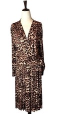Rachel Pally Dress Women Large Brown And Black Leopard Print Jersey Wrap Mini