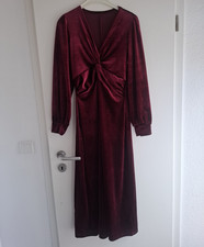 SheIn Damen Samt-Seide Maxikleid burgunderrot...