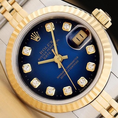 ROLEX Ladies 26mm 18kt Gold & SS DateJust Champagne Roman Dial 69173 SANT BLANC