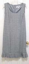 Danny & Nicole Classic Sleeveless Dress 10 Medium Gray Plaid Pleated Hem Lined