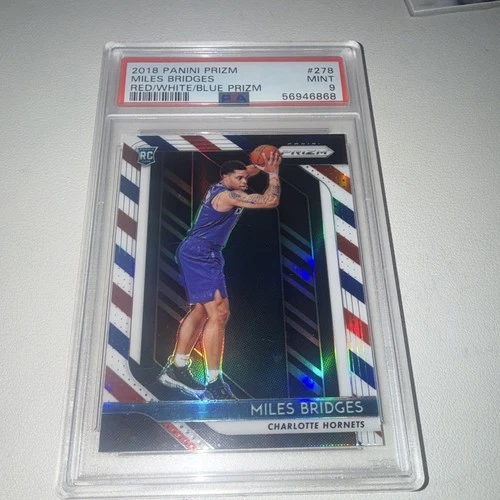 Panini 2018-19 Prizm Miles Bridges RC Red White &amp; Blue Prizm #278 PSA 9
