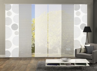 VISION S 6er-Set Schiebevorhänge BORDEN, halbtransparent, Höhe 260 cm, grau