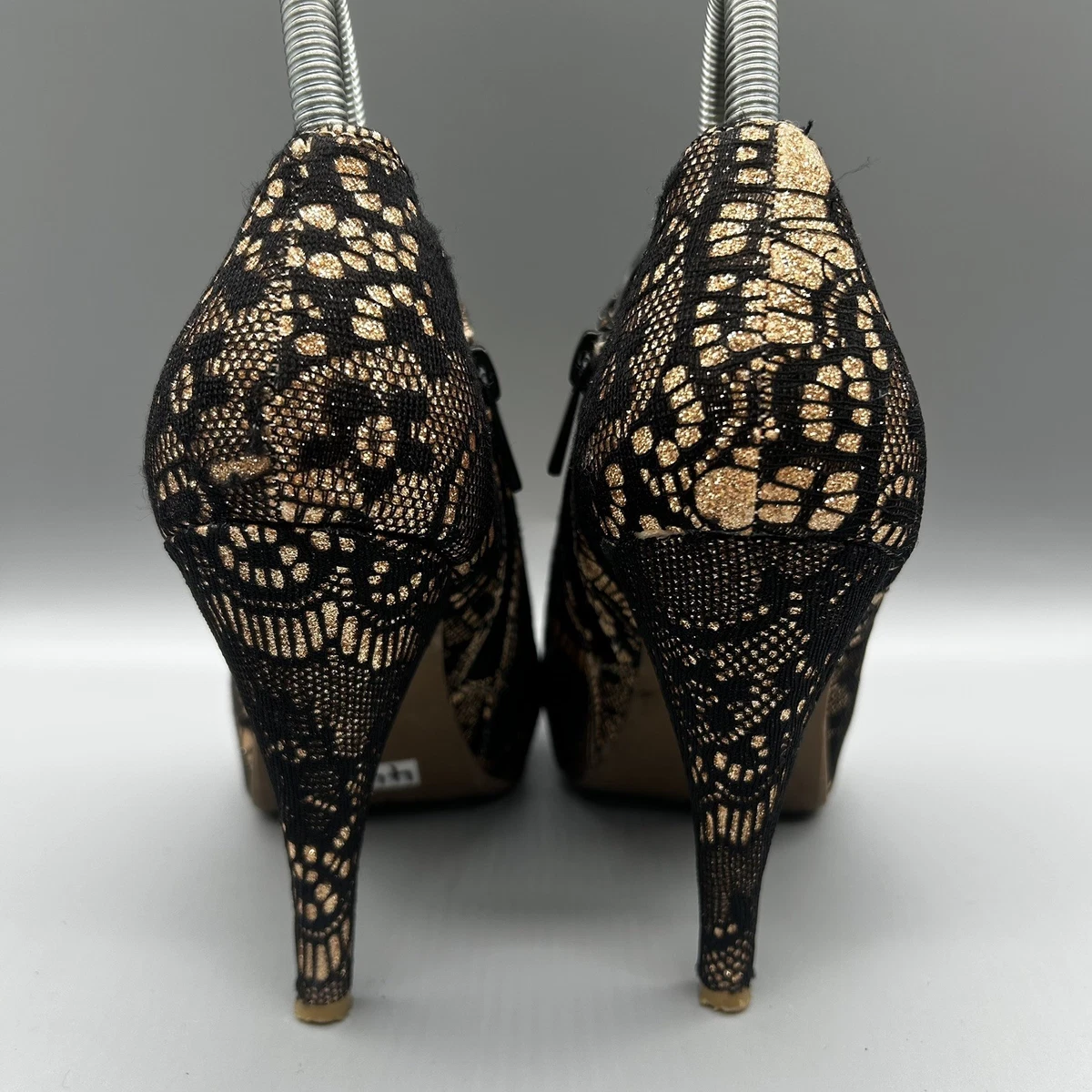 Zapatos Anne Michelle dorados negros Steampunk Academia para mujer Reino Unido 7 UE 40