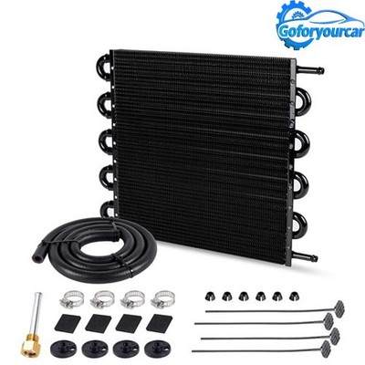 10 Rows Aluminum Universal Remote Transmission Oil Cooler Radiator Converter Kit