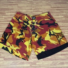 TapouT Mens 36 Red Orange Camo MMA Fight Board Shorts Made in USA