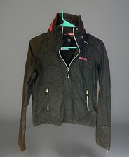 Bench Womens Sz S Athletic Jacket Zipped Tuck away hood Embroidered Logo K-602