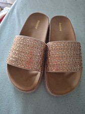 Graceland Damen Pantoletten 37 Strass Gold