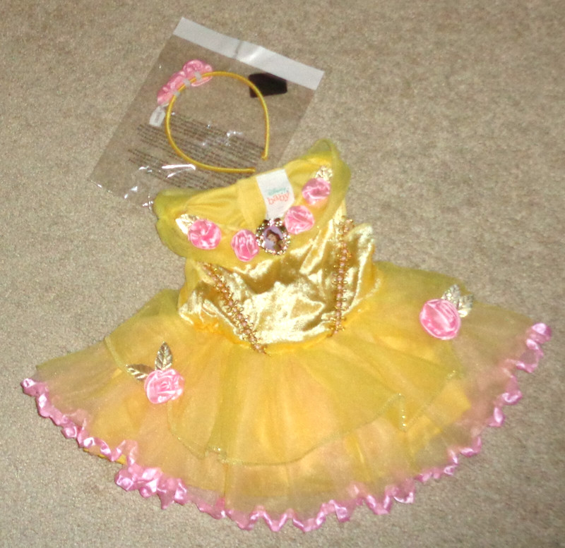 Disney Princess Belle Costume Dress Headband Beauty Beast Size 6-12 Months New 