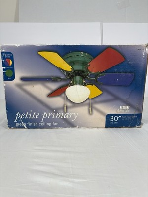 Restore & Restyle Petite Primary 30  Multi-Color Ceiling Fan Green Finish New