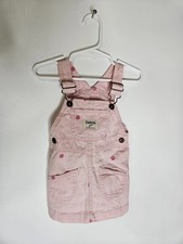 OshKosh Vestbak Jumper Dress 18M Pink Floral Overalls Toddler Girls Vintage Cute