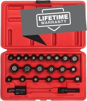 SUNEX TOOLS 1818 1/4-Inch Drive Magnetic Fractional and Metric Impact Socket Set