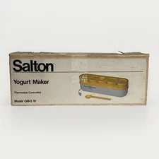 Vintage Salton Yogurt Maker GM-5 W New In Open Box Yellow Glass Jars Thermostat