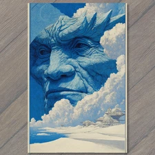 Art Print Majestic Bearded Face Forming From Clouds Above Stormy Castle