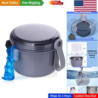 Leak-Proof Denture Container for Full & Partial Dentures   Grey