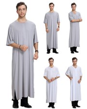 Men Saudi Thobe Islamic Muslim Jubba Arabic Kaftan Abaya Dress Dishdasha Robe