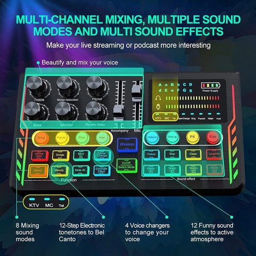 Brand New P2 USB Sound Card with Audio Mixer Interface Sound Board Voice Changer - 第 6/6 張圖片