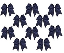  10 Chixx Full Rhinestone Bulk Lot Wholesale Bundle Cheer Dance Bows- Navy Blue